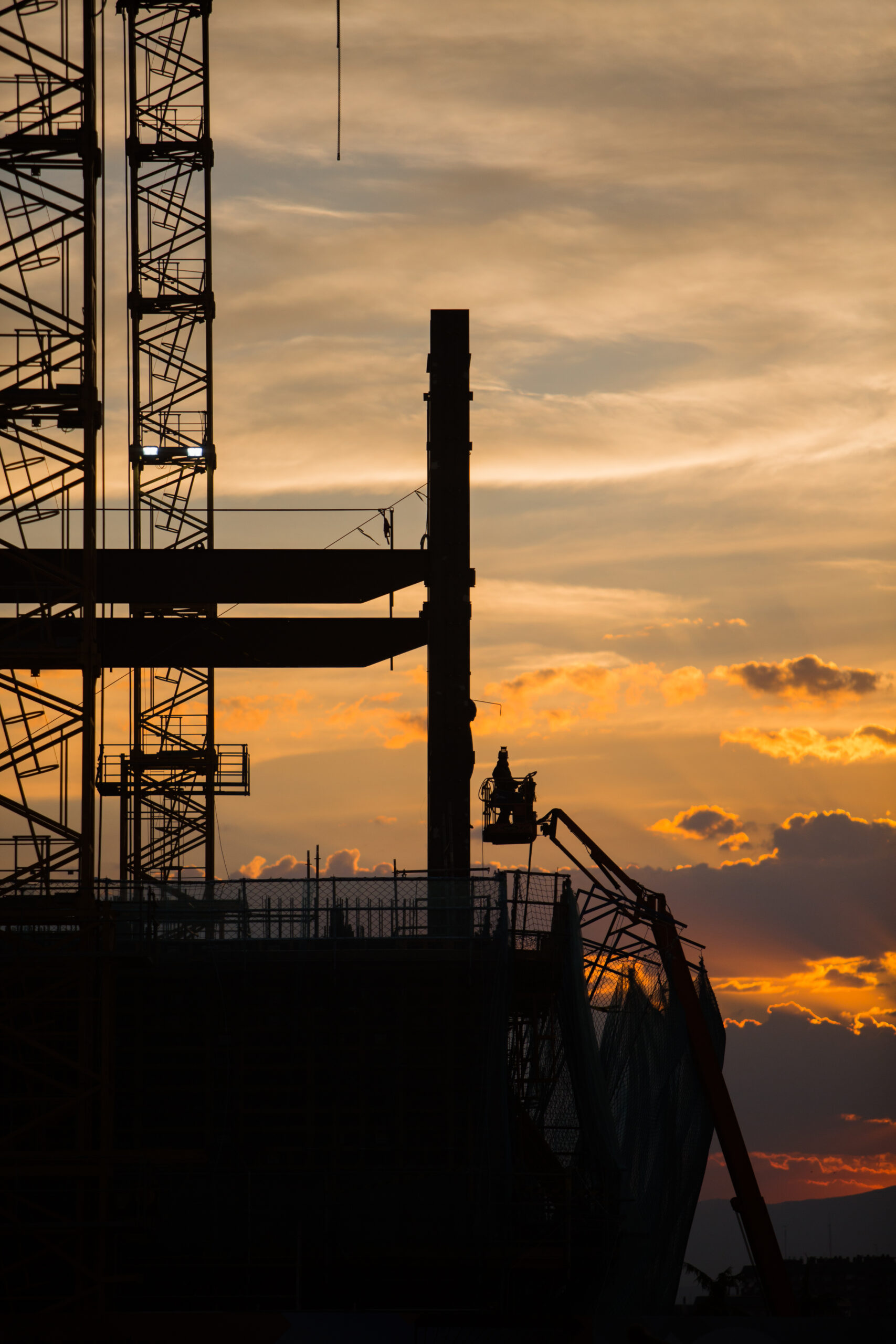 silhouette of the construction site
