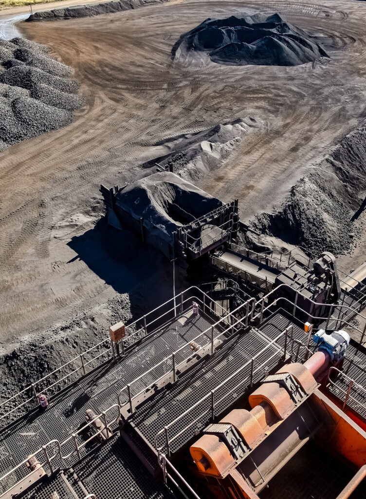 vertical shot of mining machinery